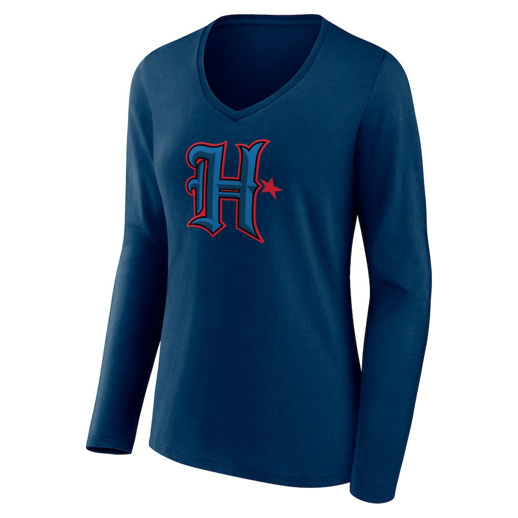 Houston Texans Women's Secondary Logo Long Sleeve V-Neck T-Shirt - Navy cheap