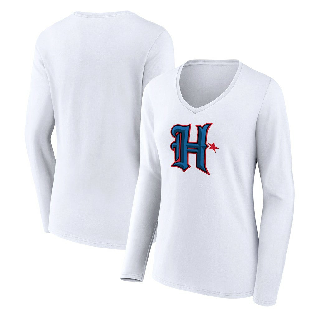 Houston Texans Women's Secondary Logo Long Sleeve V-Neck T-Shirt - White outlet