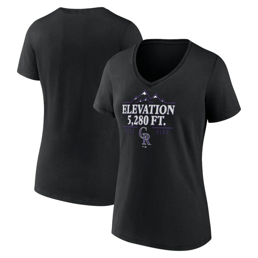 Colorado Rockies Women's Elevation V-Neck T-Shirt Black