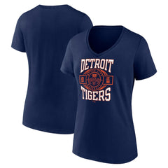 Detroit Tigers Women's Motor City Baseball V-Neck T-Shirt Navy