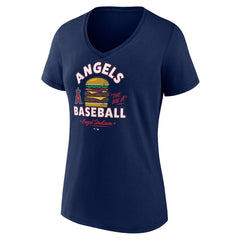 Los Angeles Angels Women's Big A Burger V-Neck T-Shirt Navy