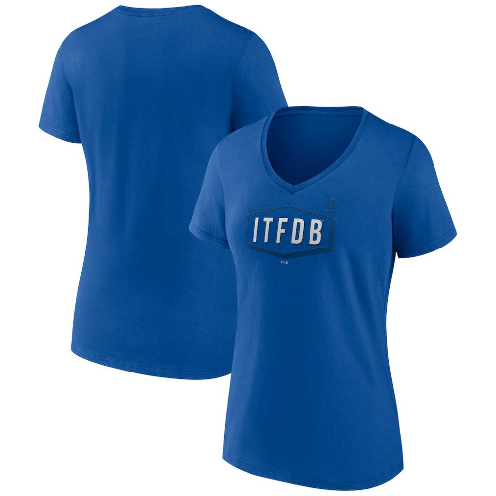 Los Angeles Dodgers Women's ITFDB V-Neck T-Shirt Royal