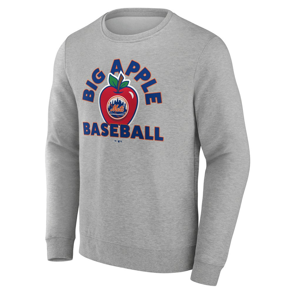 New York Mets Big Apple Baseball Pullover Sweatshirt Gray