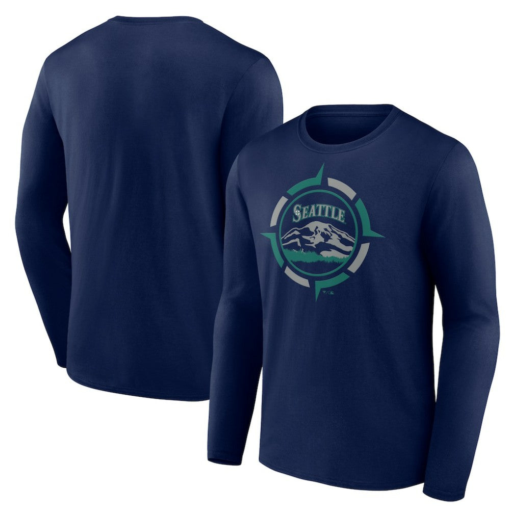 Seattle Mariners Compass Long Sleeve T-Shirt Navy