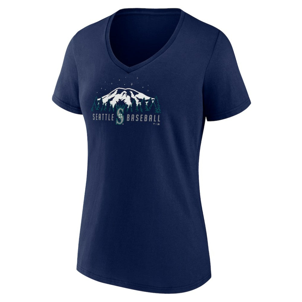 Seattle Mariners Women's Mountains V-Neck T-Shirt Navy