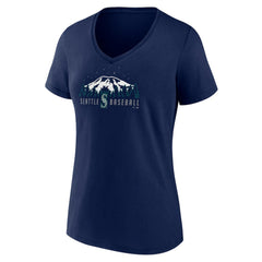 Seattle Mariners Women's Mountains V-Neck T-Shirt Navy