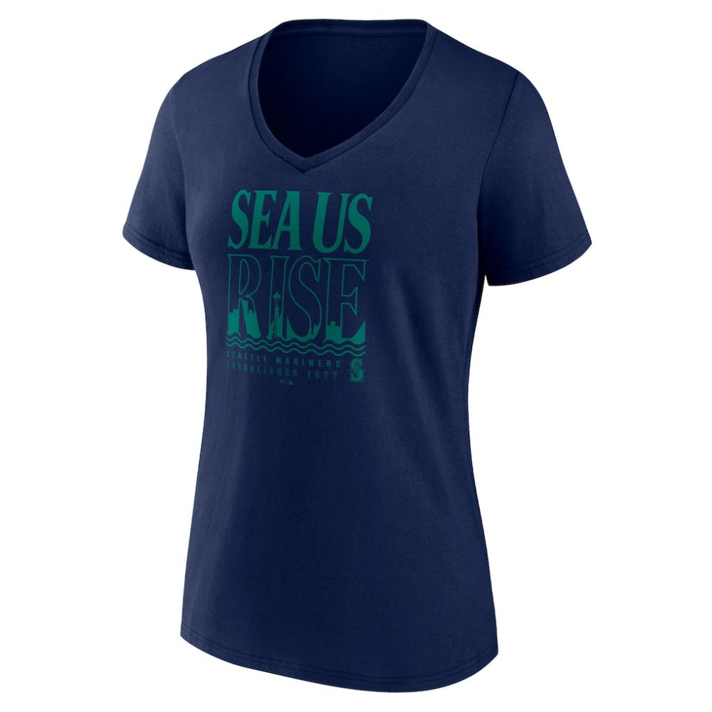 Seattle Mariners Women's Sea Us Rise V-Neck T-Shirt Navy