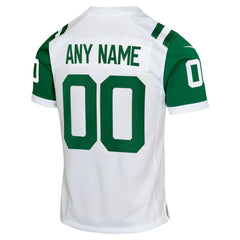 New York Jets Youth Classic Alternate Custom Replica Jersey - White for sale