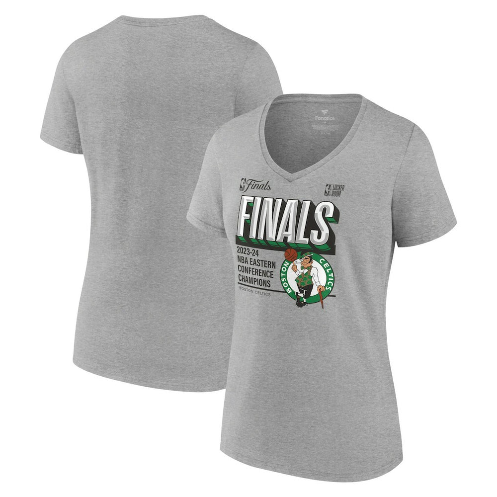 Boston Celtics Women's 2024 Eastern Conference Champions Locker Room Post Up Move V-Neck T-Shirt - Steel shop