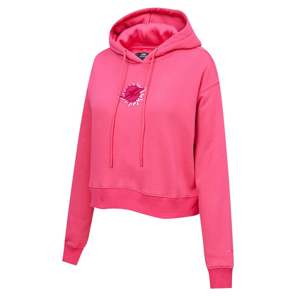 Miami Dolphins Pro Standard Women's Triple Pink Cropped Fleece Pullover Hoodie - Pink on sale