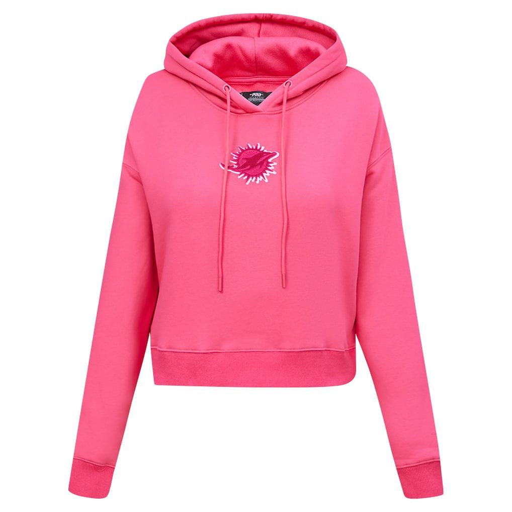 Miami Dolphins Pro Standard Women's Triple Pink Cropped Fleece Pullover Hoodie - Pink on sale
