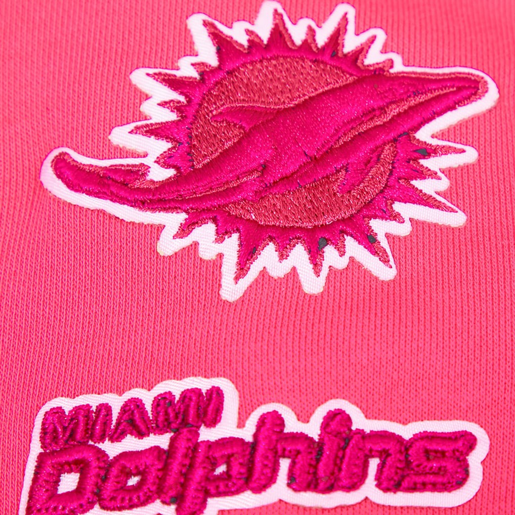 Miami Dolphins Pro Standard Women's Triple Pink Cropped Fleece Pullover Hoodie - Pink on sale
