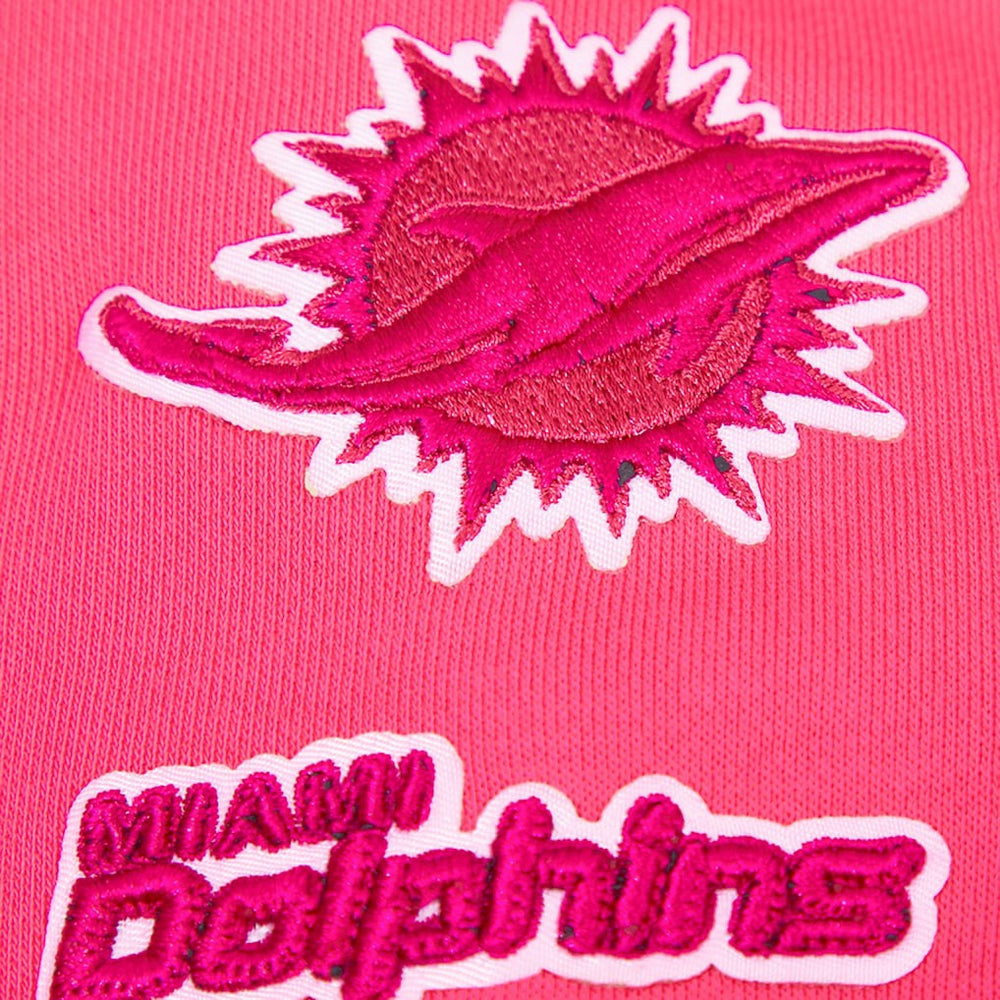 Miami Dolphins Pro Standard Women's Triple Pink Cropped Fleece Pullover Hoodie - Pink on sale