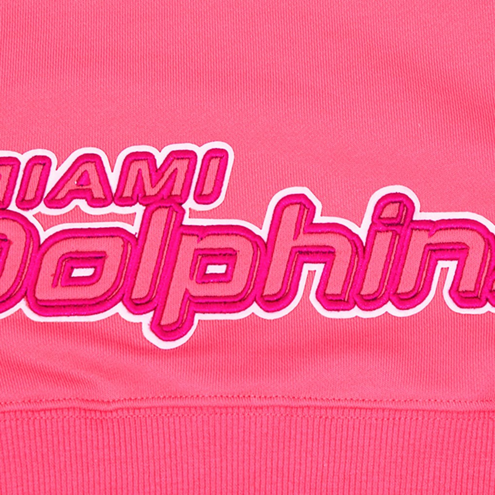 Miami Dolphins Pro Standard Women's Triple Pink Cropped Fleece Pullover Hoodie - Pink on sale