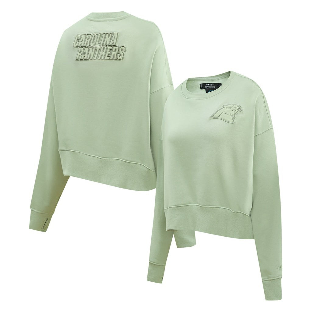 Carolina Panthers Pro Standard Women's Oversized Cropped Neutral Pullover Sweatshirt - Light Green on sale