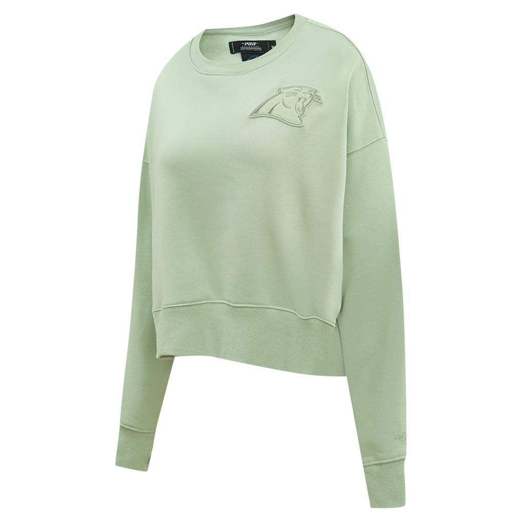 Carolina Panthers Pro Standard Women's Oversized Cropped Neutral Pullover Sweatshirt - Light Green on sale