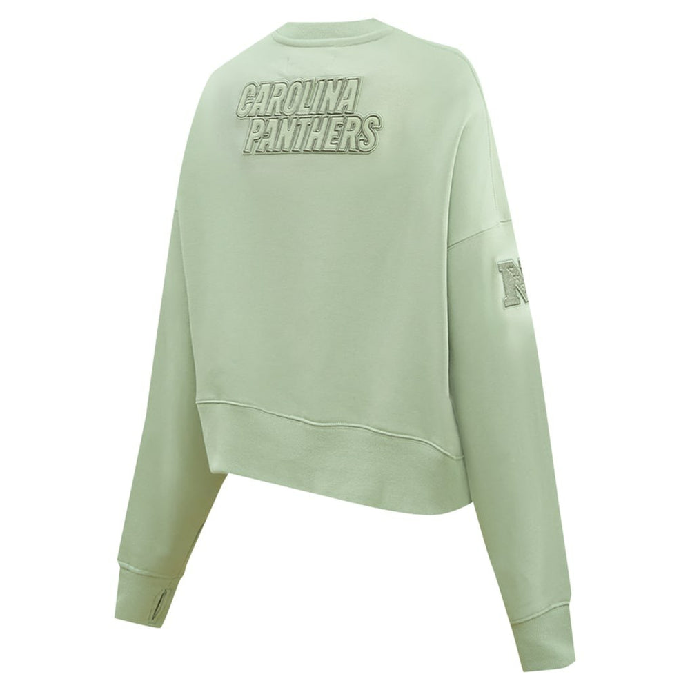Carolina Panthers Pro Standard Women's Oversized Cropped Neutral Pullover Sweatshirt - Light Green on sale