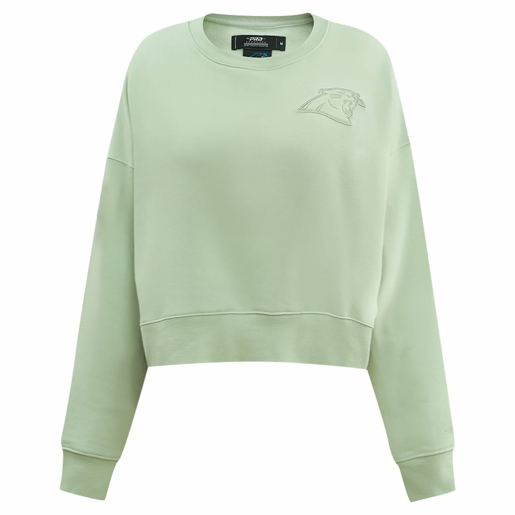 Carolina Panthers Pro Standard Women's Oversized Cropped Neutral Pullover Sweatshirt - Light Green on sale