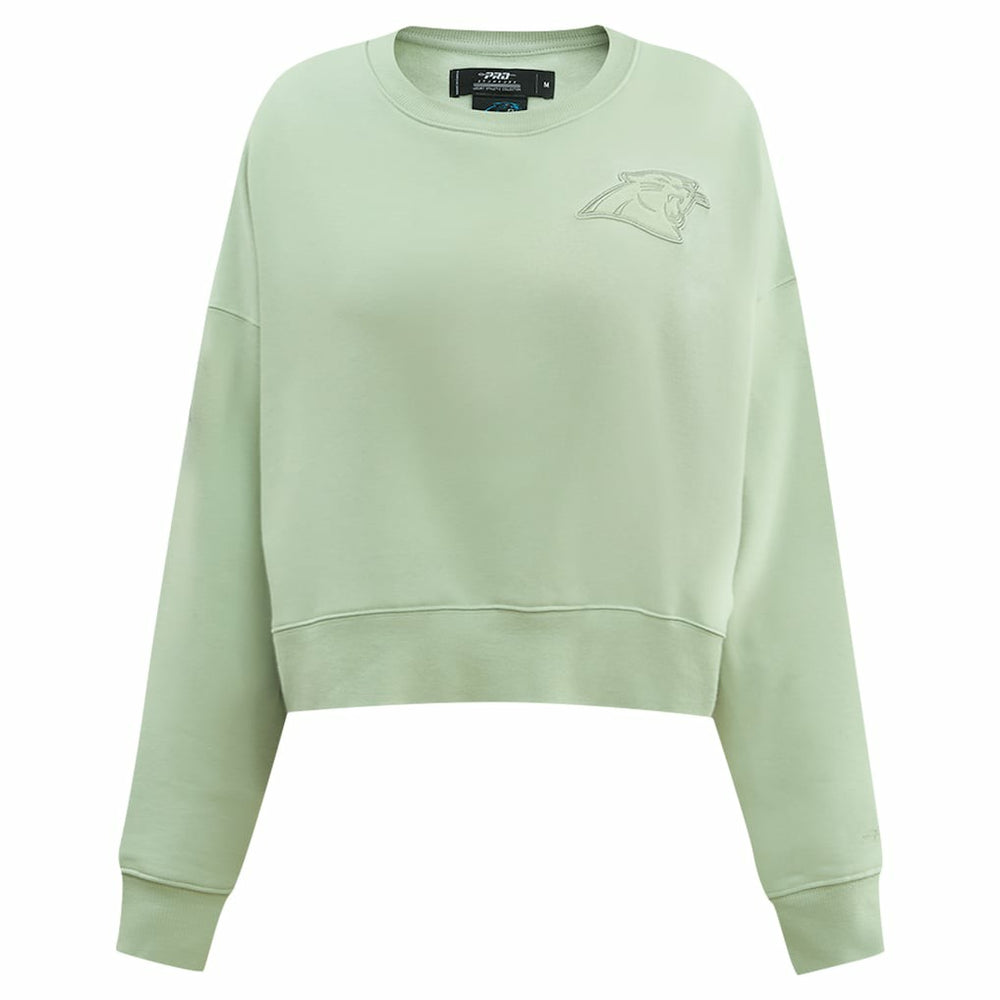 Carolina Panthers Pro Standard Women's Oversized Cropped Neutral Pullover Sweatshirt - Light Green on sale