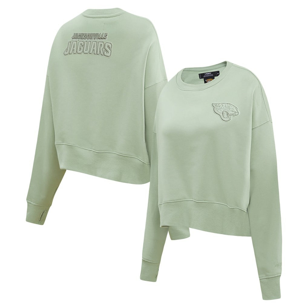 Jacksonville Jaguars Pro Standard Women's Oversized Cropped Neutral Pullover Sweatshirt - Light Green sale