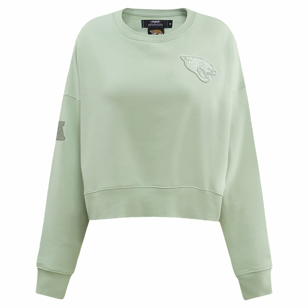 Jacksonville Jaguars Pro Standard Women's Oversized Cropped Neutral Pullover Sweatshirt - Light Green sale
