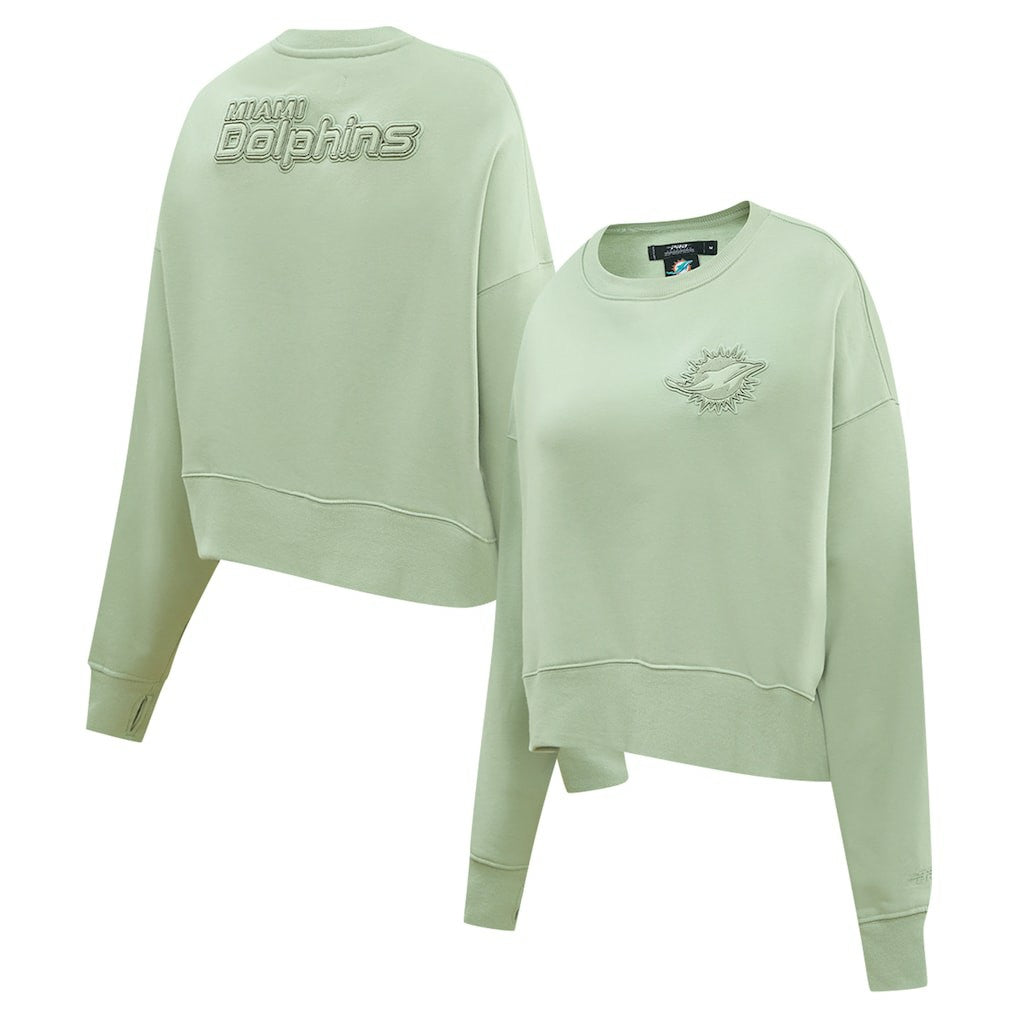 Miami Dolphins Pro Standard Women's Oversized Cropped Neutral Pullover Sweatshirt - Light Green for sale