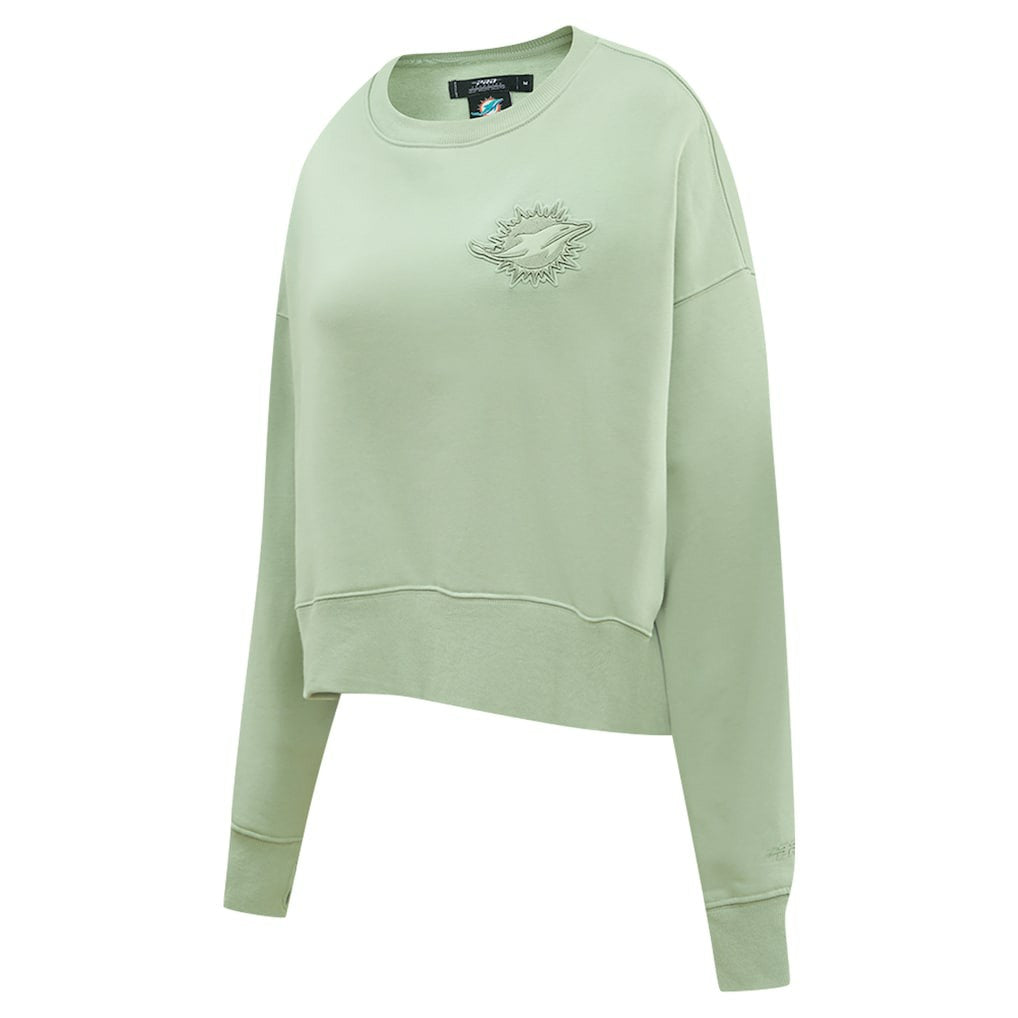 Miami Dolphins Pro Standard Women's Oversized Cropped Neutral Pullover Sweatshirt - Light Green for sale