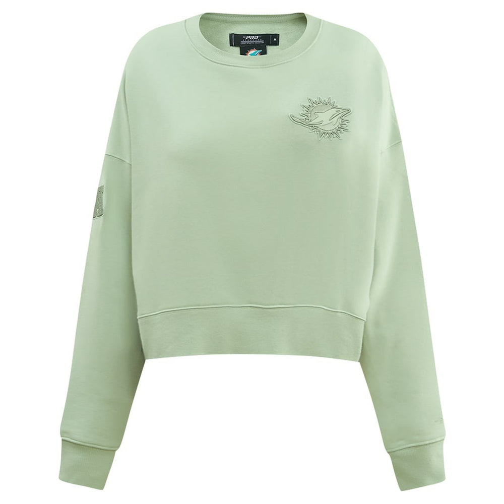 Miami Dolphins Pro Standard Women's Oversized Cropped Neutral Pullover Sweatshirt - Light Green for sale