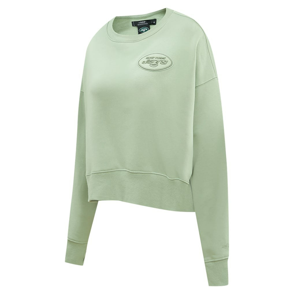 New York Jets Pro Standard Women's Oversized Cropped Neutral Pullover Sweatshirt - Light Green on sale
