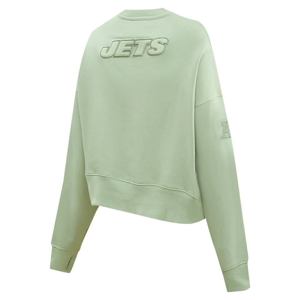 New York Jets Pro Standard Women's Oversized Cropped Neutral Pullover Sweatshirt - Light Green on sale