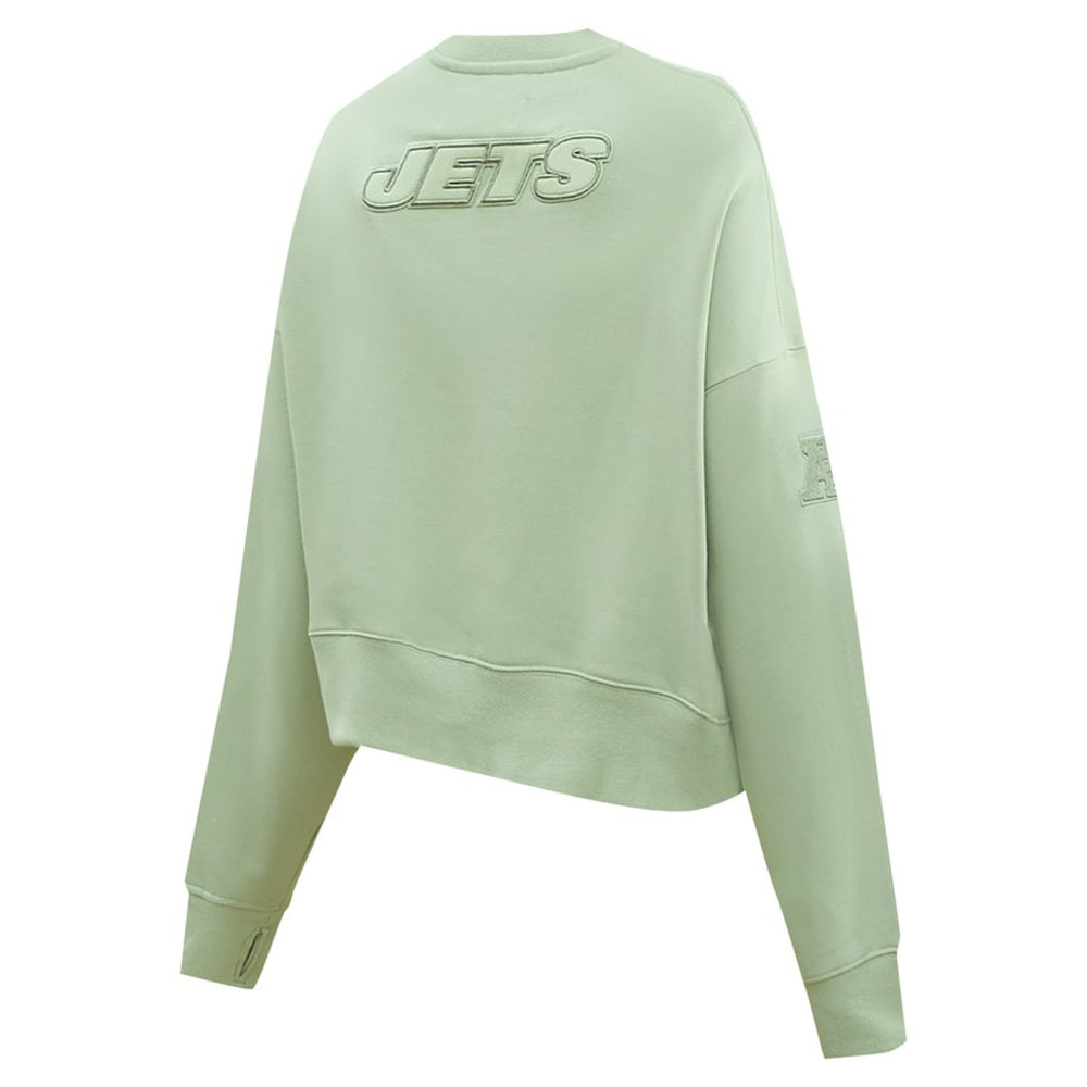 New York Jets Pro Standard Women's Oversized Cropped Neutral Pullover Sweatshirt - Light Green on sale