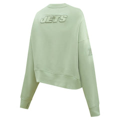 New York Jets Pro Standard Women's Oversized Cropped Neutral Pullover Sweatshirt - Light Green on sale
