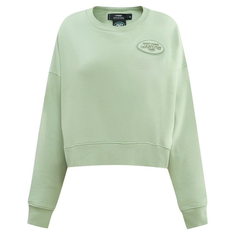 New York Jets Pro Standard Women's Oversized Cropped Neutral Pullover Sweatshirt - Light Green on sale