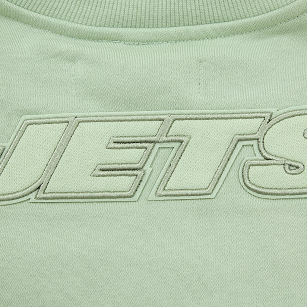 New York Jets Pro Standard Women's Oversized Cropped Neutral Pullover Sweatshirt - Light Green on sale