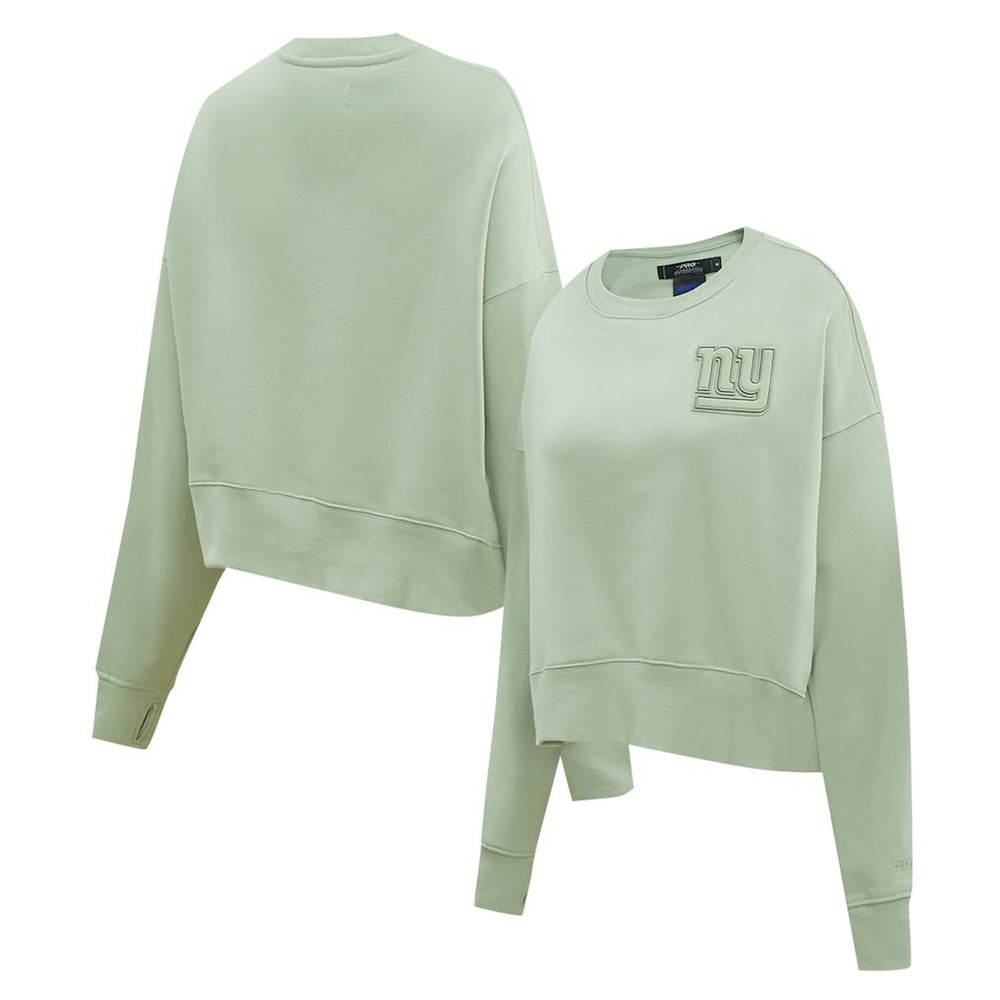 New York Giants Pro Standard Women's Oversized Cropped Neutral Pullover Sweatshirt - Light Green cheap