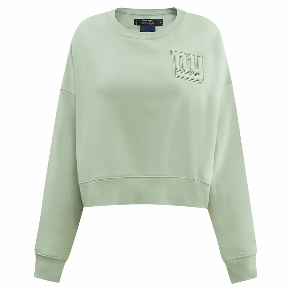 New York Giants Pro Standard Women's Oversized Cropped Neutral Pullover Sweatshirt - Light Green cheap