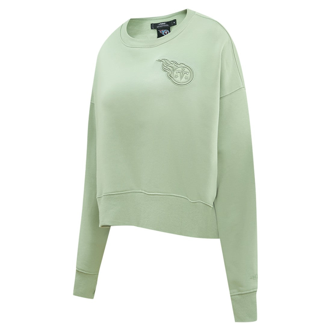 Tennessee Titans Pro Standard Women's Oversized Cropped Neutral Pullover Sweatshirt - Light Green for sale