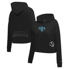 Jacksonville Jaguars Pro Standard Women's Jeweled Cropped Pullover Hoodie - Black discount