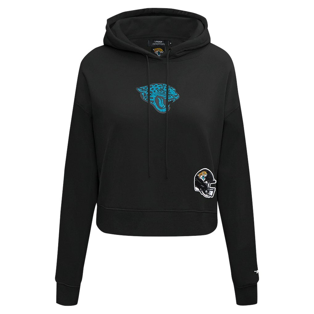 Jacksonville Jaguars Pro Standard Women's Jeweled Cropped Pullover Hoodie - Black discount