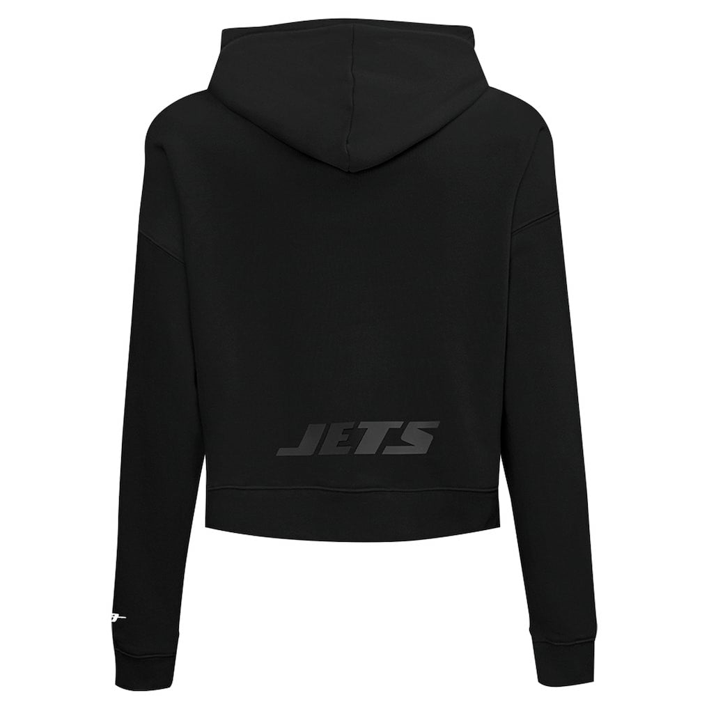 New York Jets Pro Standard Women's Jeweled Cropped Pullover Hoodie - Black outlet