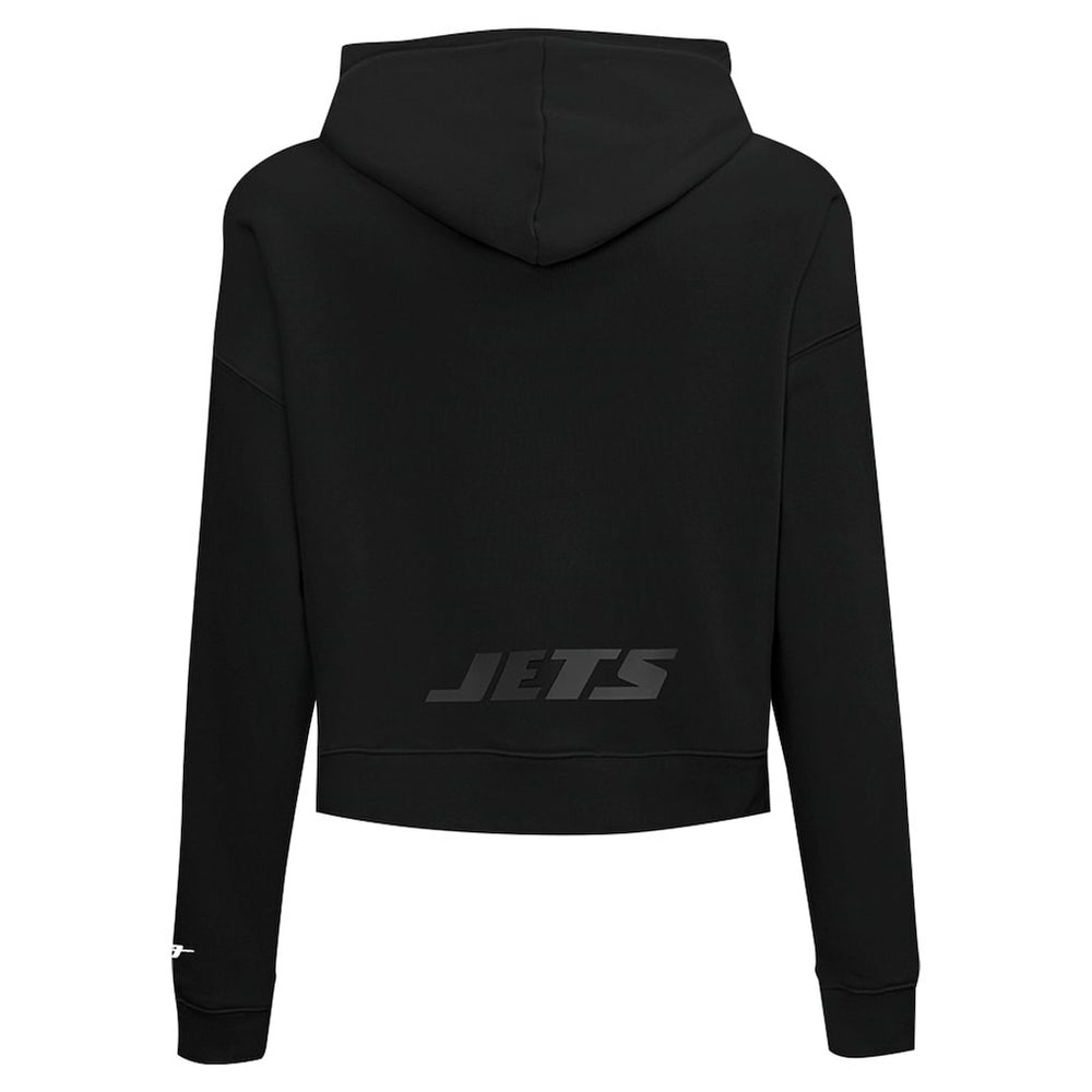New York Jets Pro Standard Women's Jeweled Cropped Pullover Hoodie - Black outlet