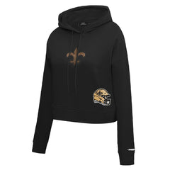 New Orleans Saints Pro Standard Women's Jeweled Cropped Pullover Hoodie - Black cheap