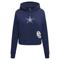 Dallas Cowboys Pro Standard Women's Jeweled Cropped Pullover Hoodie - Navy outlet