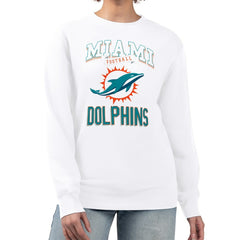 Miami Dolphins G-III 4Her by Carl Banks Women's Team Logo Graphic Tri-Blend Pullover Sweatshirt - White cheap