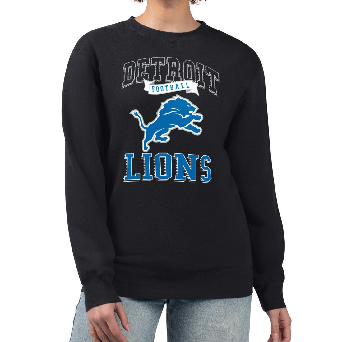 Detroit Lions G-III 4Her by Carl Banks Women's Team Logo Graphic Tri-Blend Pullover Sweatshirt - Black discount