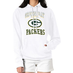 Green Bay Packers G-III 4Her by Carl Banks Women's Team Logo Graphic Fleece Tri-Blend Pullover Hoodie - White sale