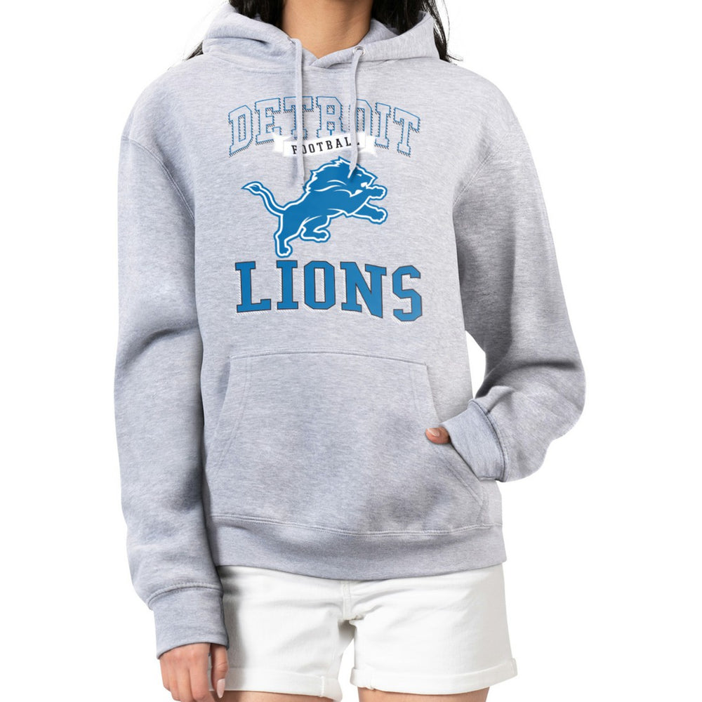 Detroit Lions G-III 4Her by Carl Banks Women's Team Logo Graphic Fleece Tri-Blend Pullover Hoodie - Heather Gray cheap