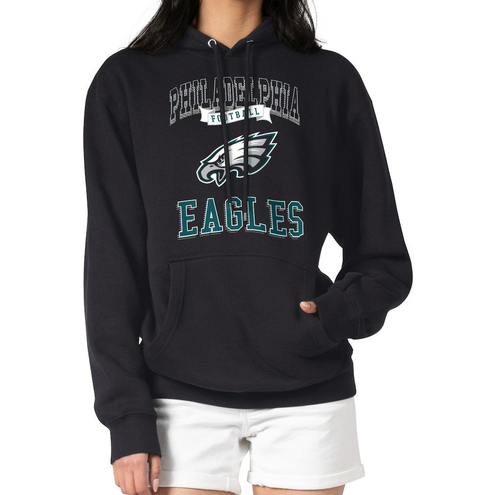 Philadelphia Eagles G-III 4Her by Carl Banks Women's Team Logo Graphic Fleece Tri-Blend Pullover Hoodie - Black for sale