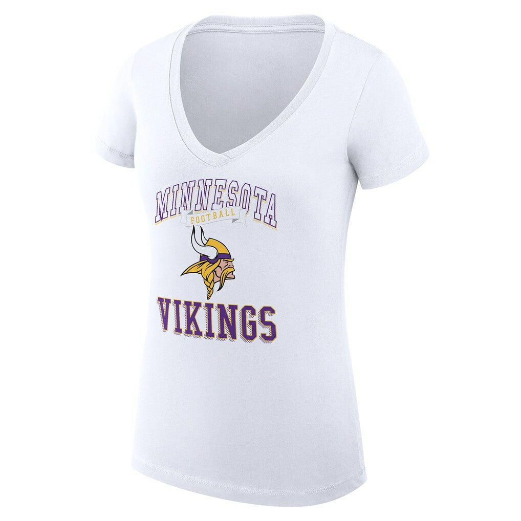 Minnesota Vikings G-III 4Her by Carl Banks Women's Super-Slim Fit Lightweight Team Logo Graphic V-Neck T-Shirt - White for sale