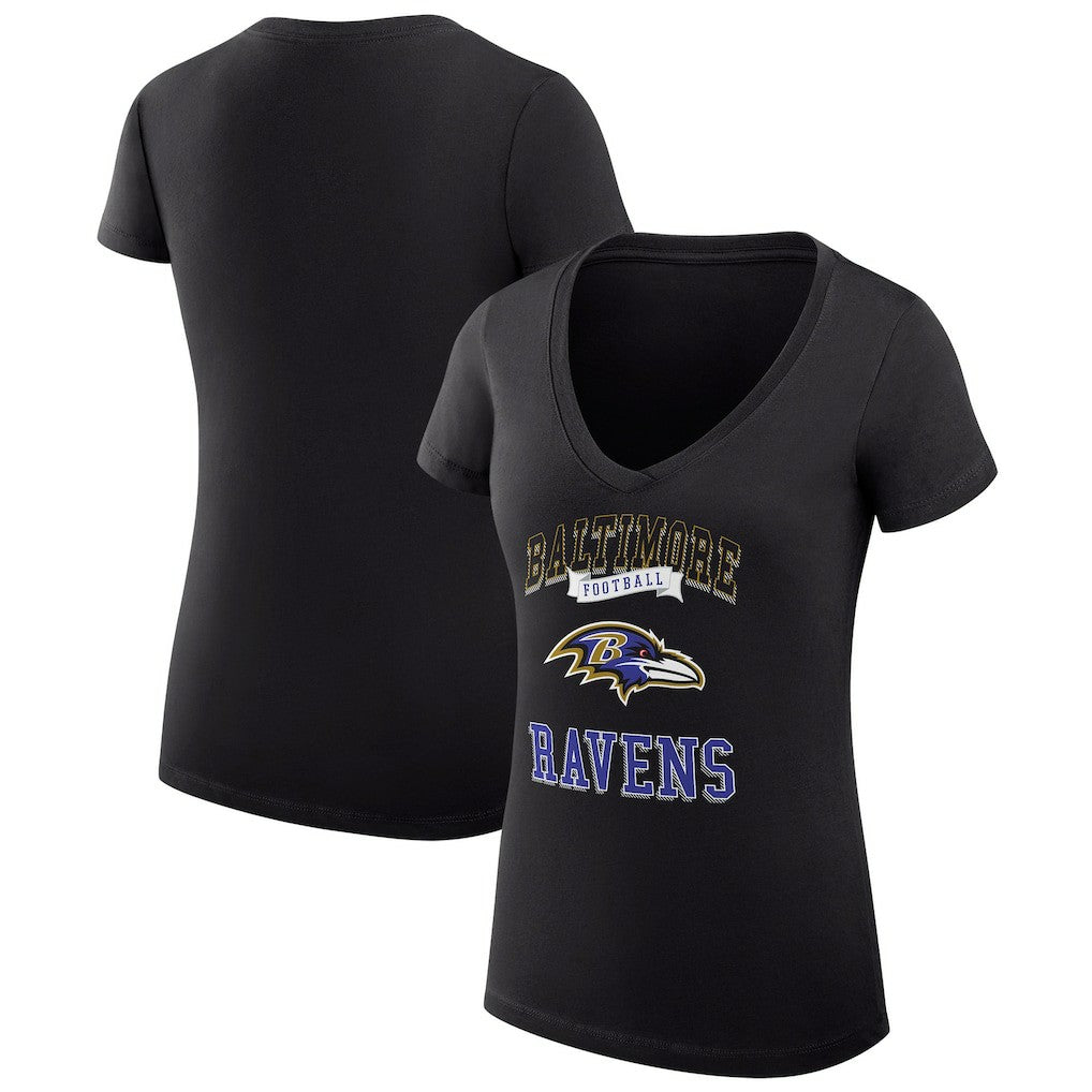 Baltimore Ravens G-III 4Her by Carl Banks Women's Super-Slim Fit Lightweight Team Logo Graphic V-Neck T-Shirt - Black cheap